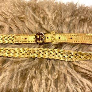 Michael Kors gold metallic braided belt 1” XL